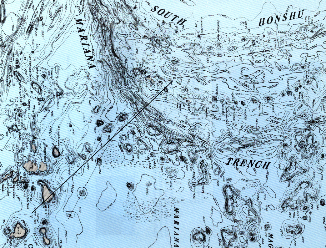 topografisk karta över marianergraven